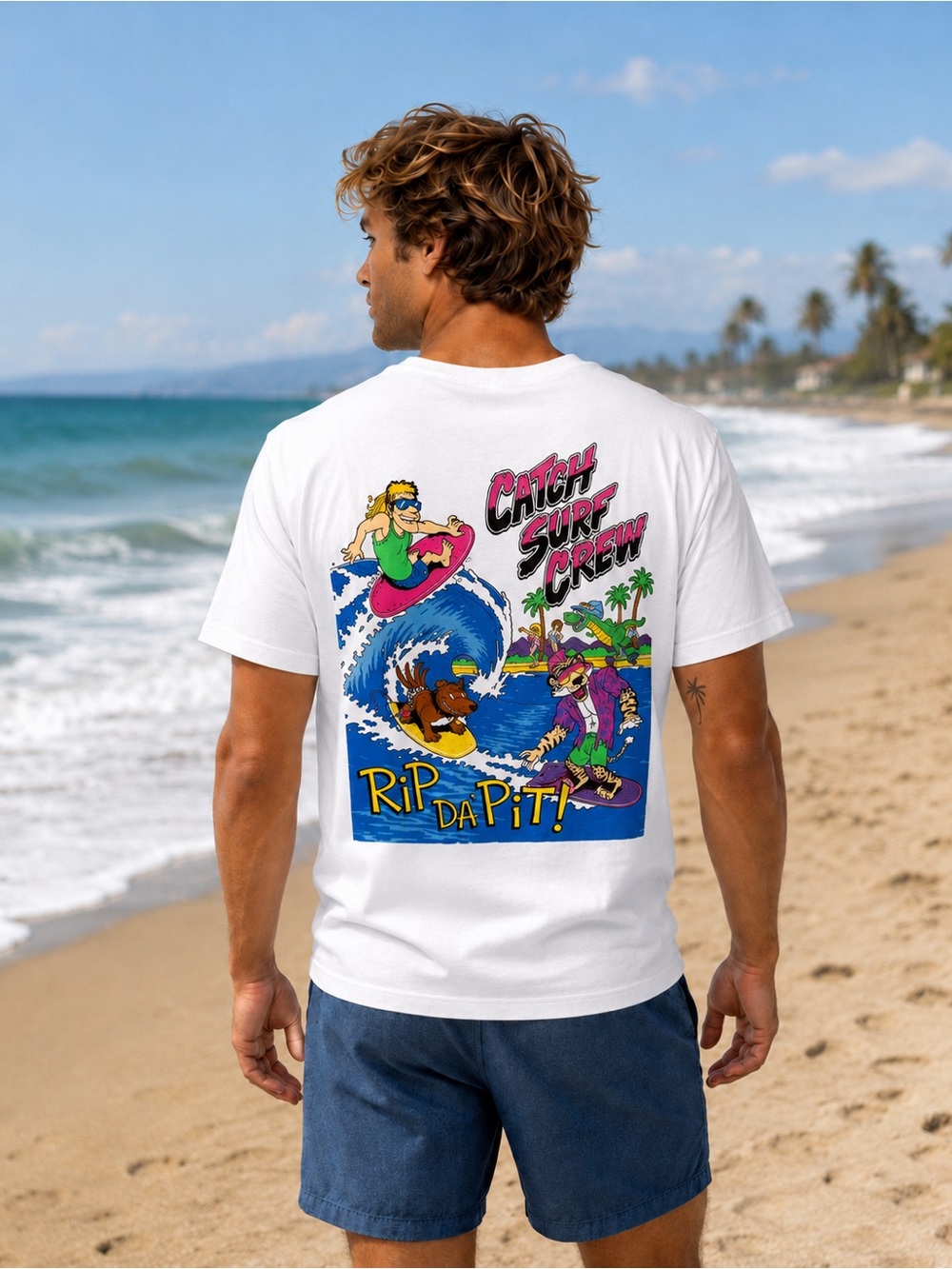 White Catch Surf Graphic Tee